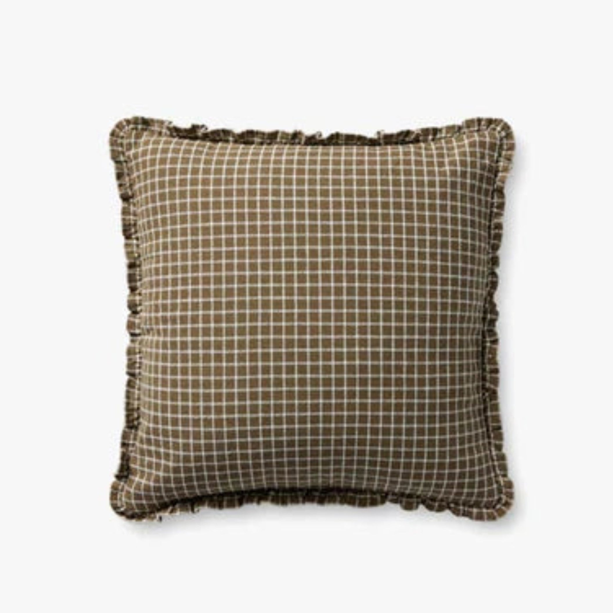 18X18 Chocolate Down Pillow w/Fringe