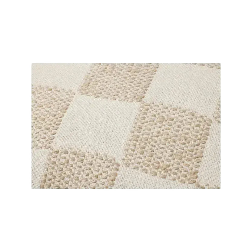 22" Beige Checkered Down Pillow