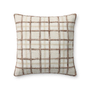 20x20 Ivory / Brown Down Pillow