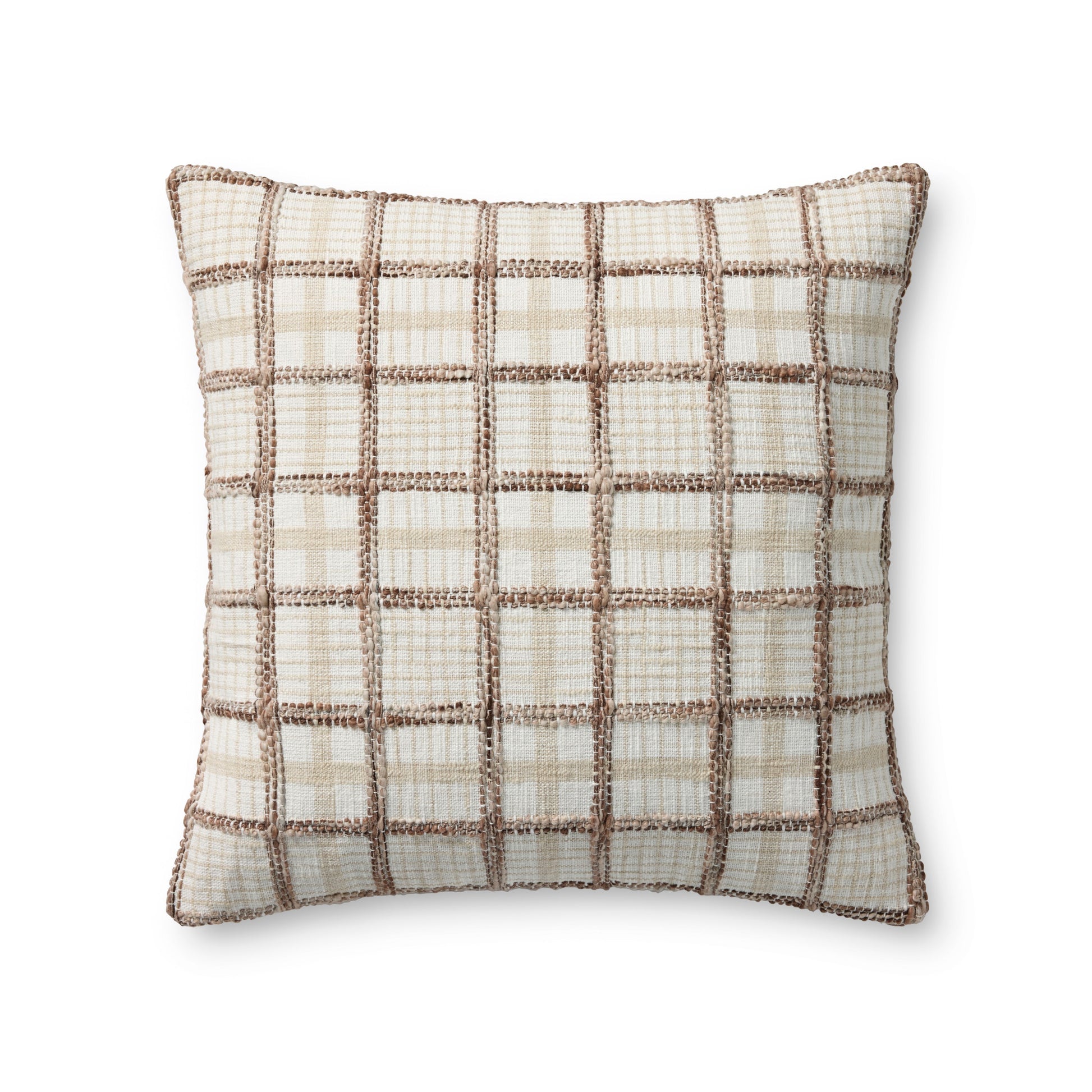 20x20 Ivory / Brown Down Pillow