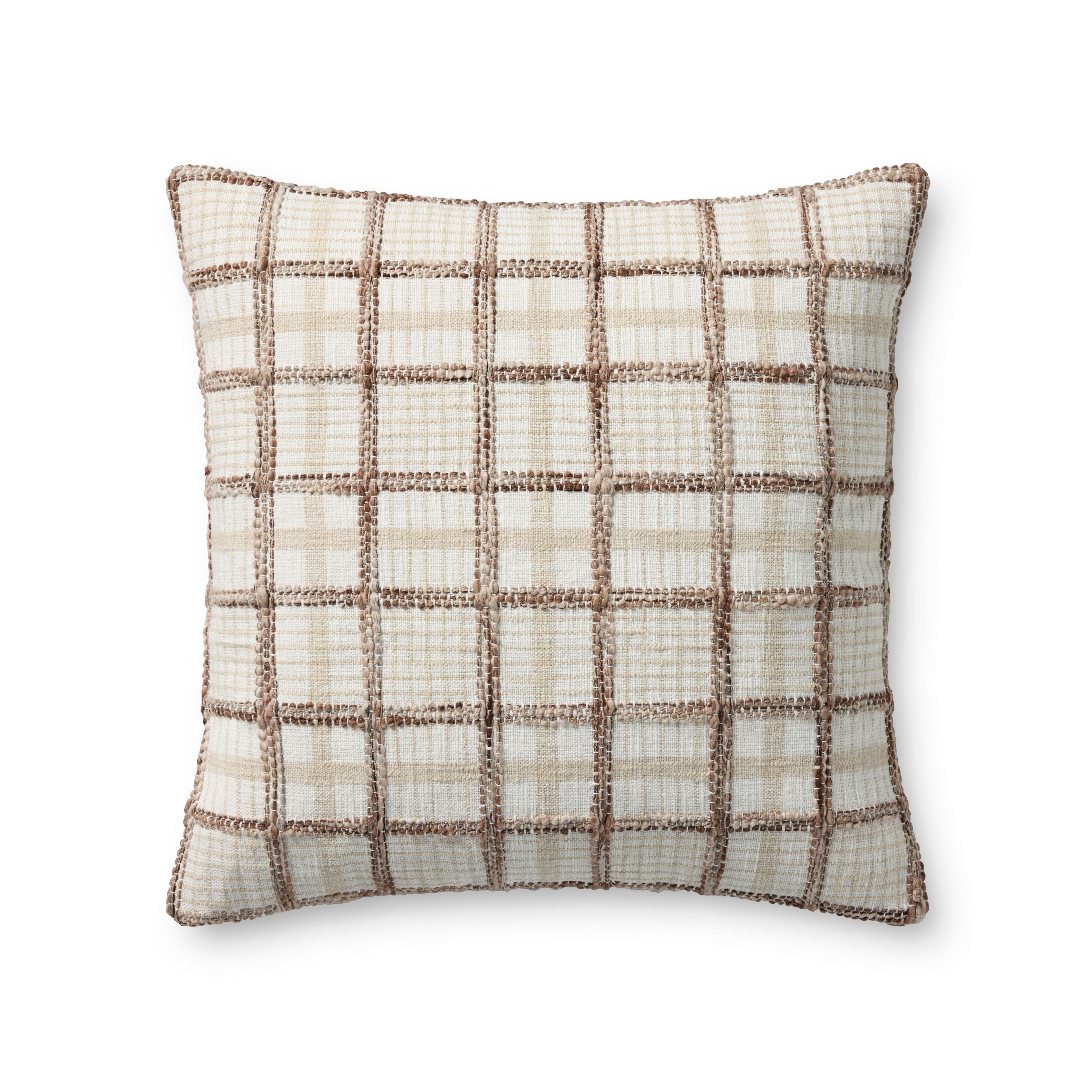 20x20 Ivory / Brown Down Pillow