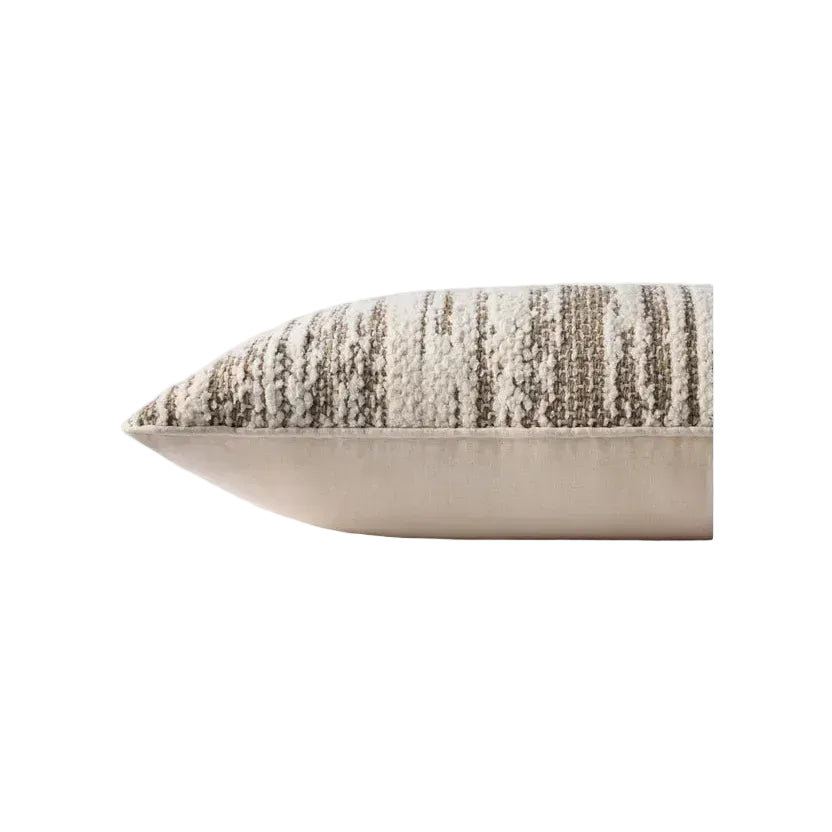 22" Dark Taupe/Ivory Textured Down Pillow