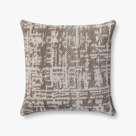 22" Dark Taupe/Ivory Textured Down Pillow