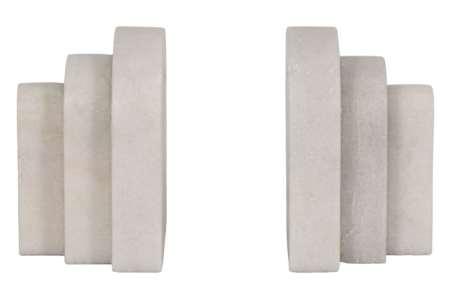 Set of White Marble Arched Bookends
