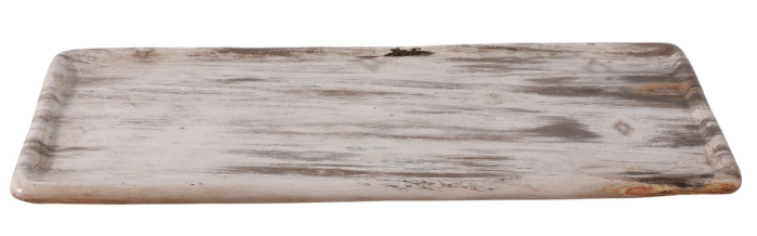 16" Ivory Finish Wood Tray