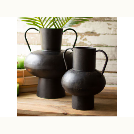 Black Metal Urn with Handles