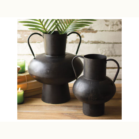 Black Metal Urn with Handles