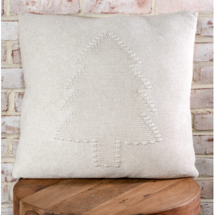 20" Beige Tree Crochet Throw Pillow