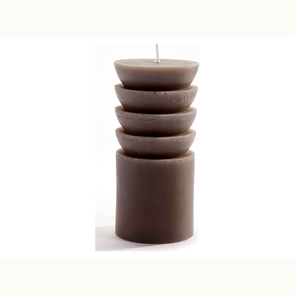 Short Tiered Dark Grey Pillar Candle