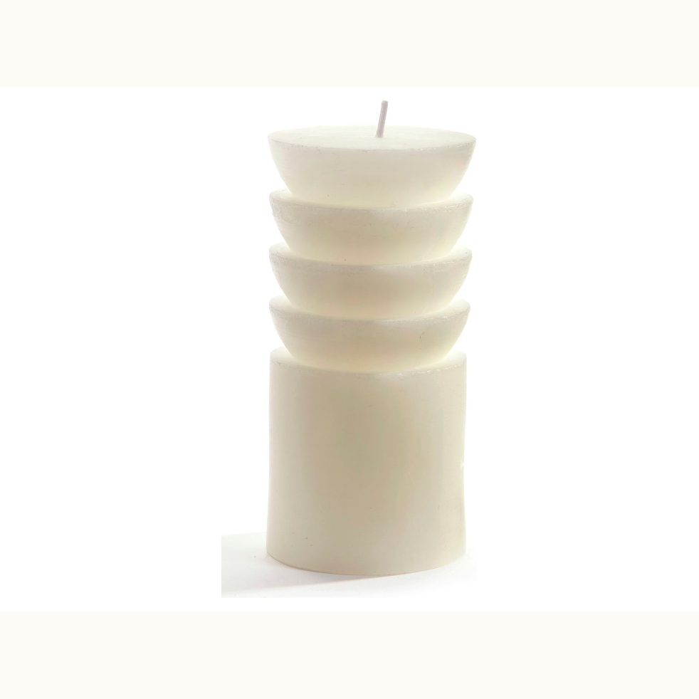 Short Tiered White Pillar Candle