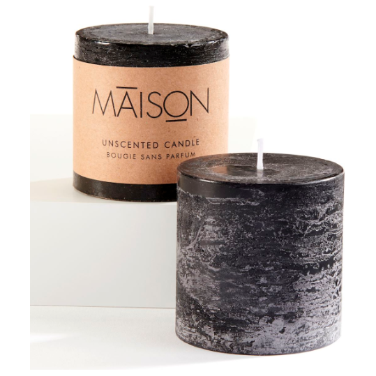 Black Rustic Pillar Candle