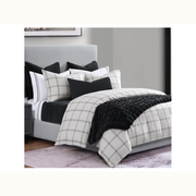 White Windowpane Plaid King Bedding Set