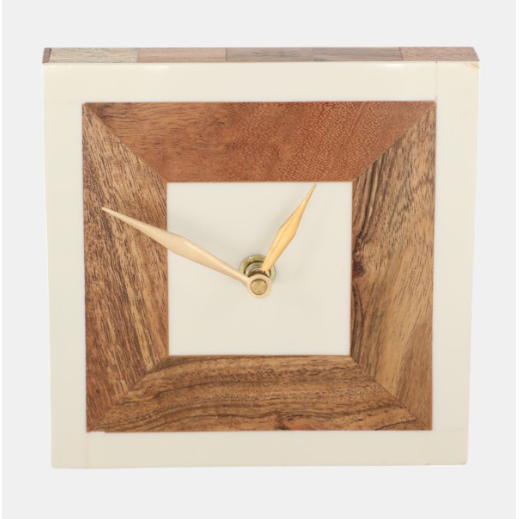 5" Square Natural Clock