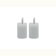 Set of 2 Small White Flameless Candle Pillar