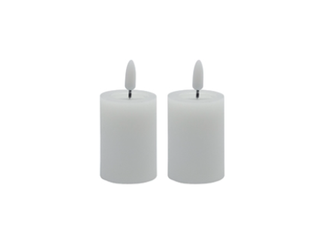 Set of 2 Small White Flameless Candle Pillar
