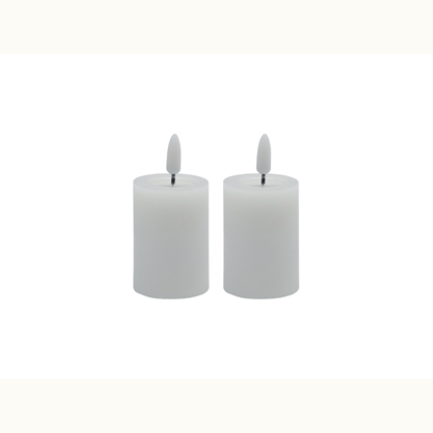 Set of 2 Small White Flameless Candle Pillar