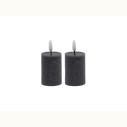 Set of 2 Small Gray Flameless Candle Pillar