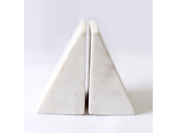 Set of 2 Triangular Marble Bookends