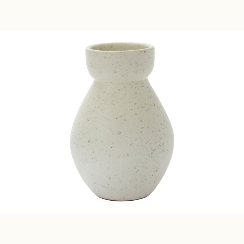 Curved Cream Speckled Vase
