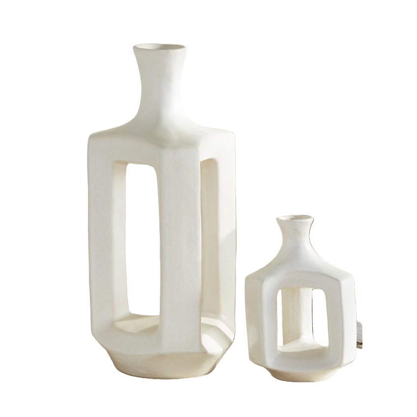 White Abstract Open Vase