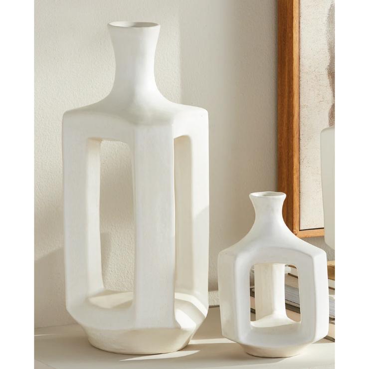White Abstract Open Vase