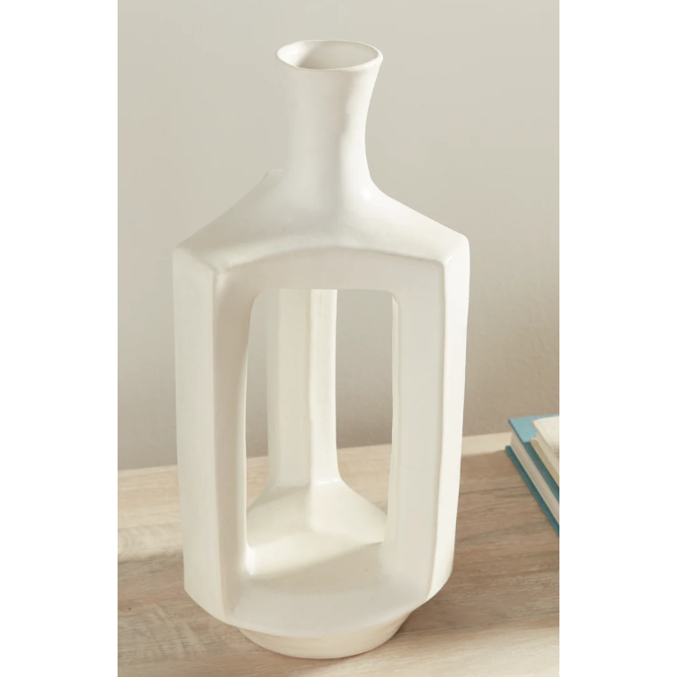 White Abstract Open Vase