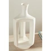 White Abstract Open Vase
