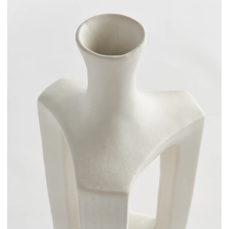 White Abstract Open Vase