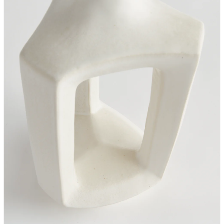 White Abstract Open Vase