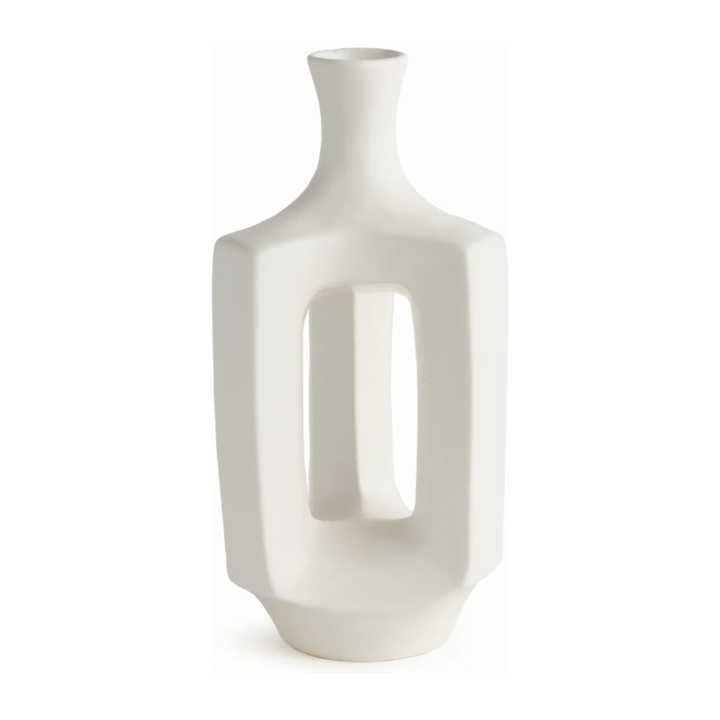 White Abstract Open Vase