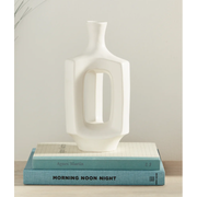 White Abstract Open Vase