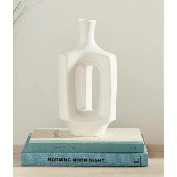 White Abstract Open Vase