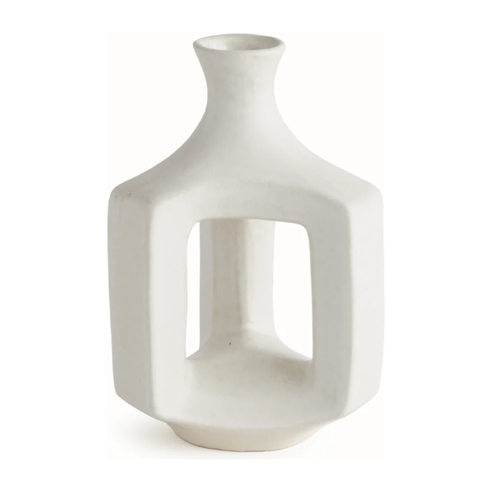White Abstract Open Vase