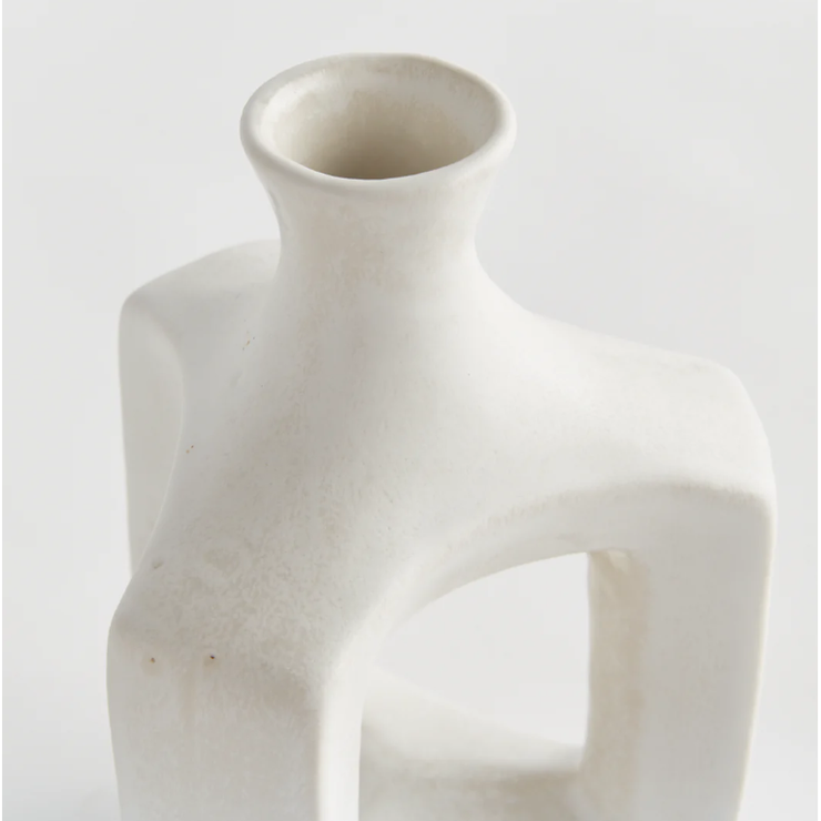 White Abstract Open Vase