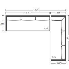 2 Pc Custom Sectional w/Bench Cushions