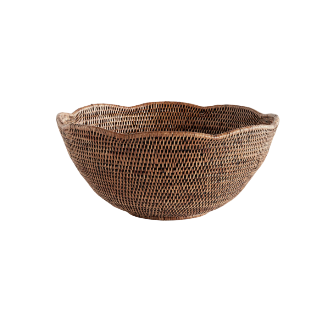 Burma Rattan Scalloped Edge Bowl Large