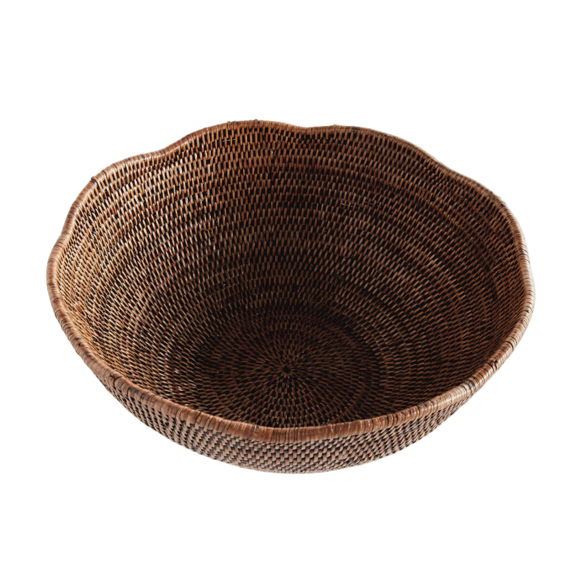 Burma Rattan Scalloped Edge Bowl Large
