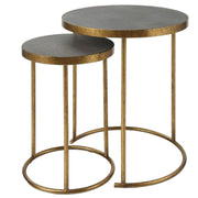 Antiqued Brass and Gray Nesting Tables