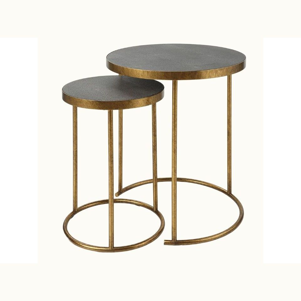 Antiqued Brass and Gray Nesting Tables