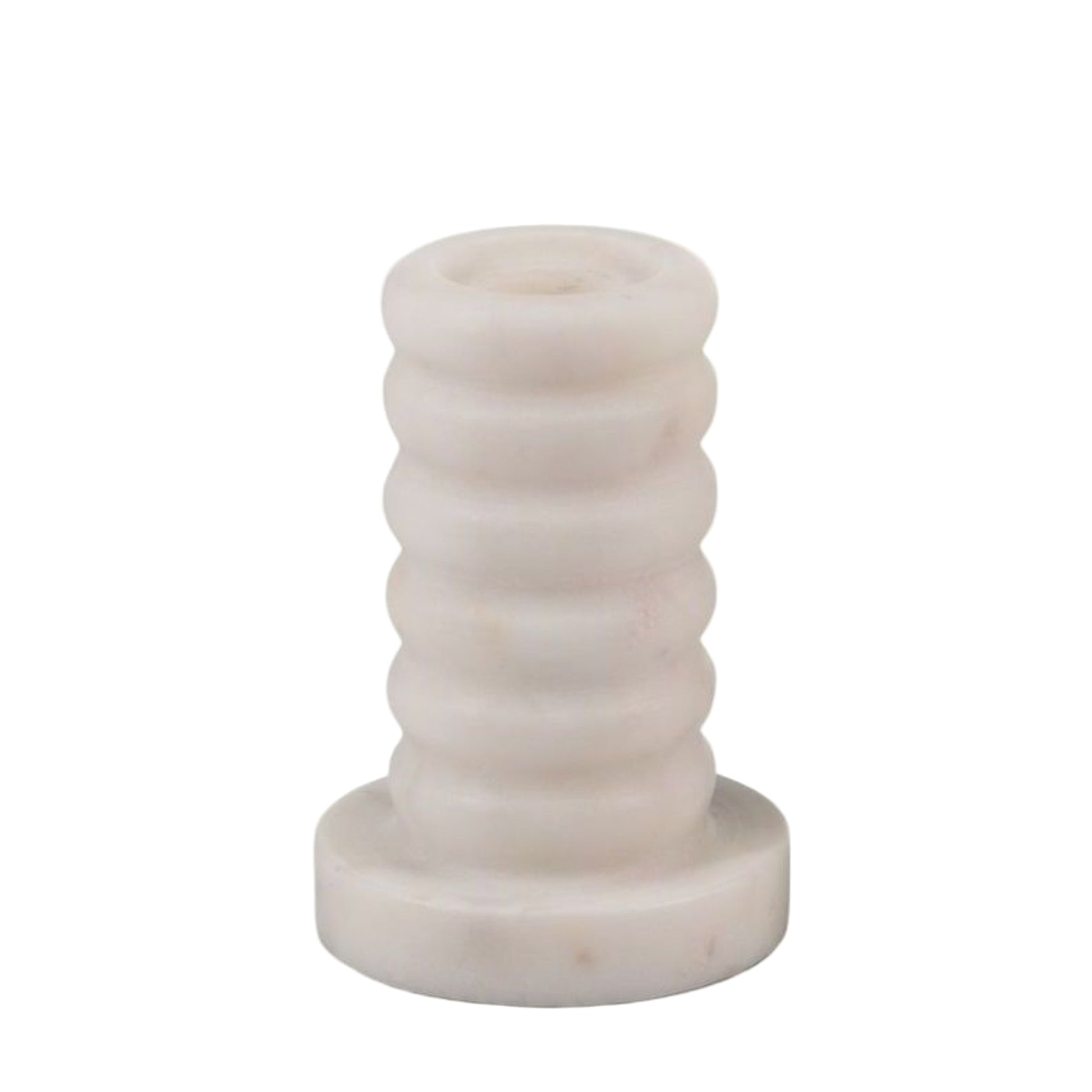 4" Marble Ribbed Taper Candle Holder
