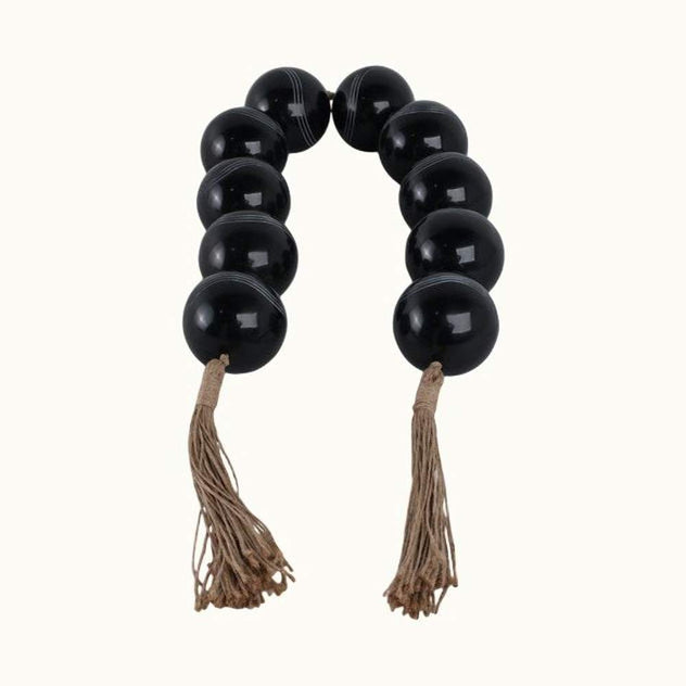 Black Carved Bead Garland