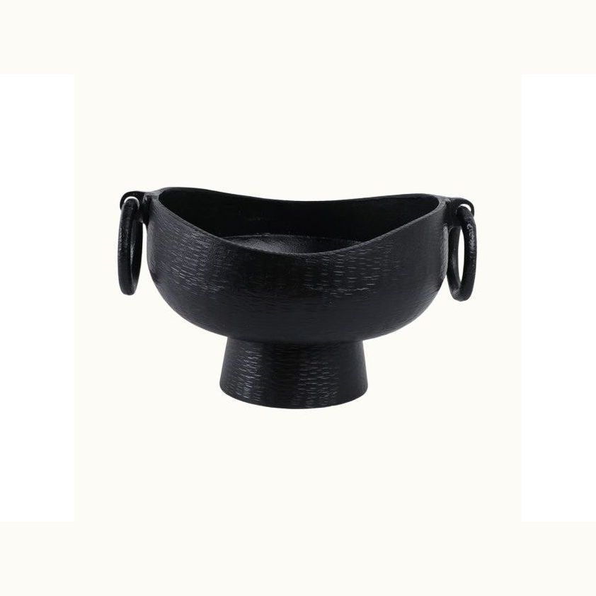 Metal Pedestal Bowl With Ring Handles