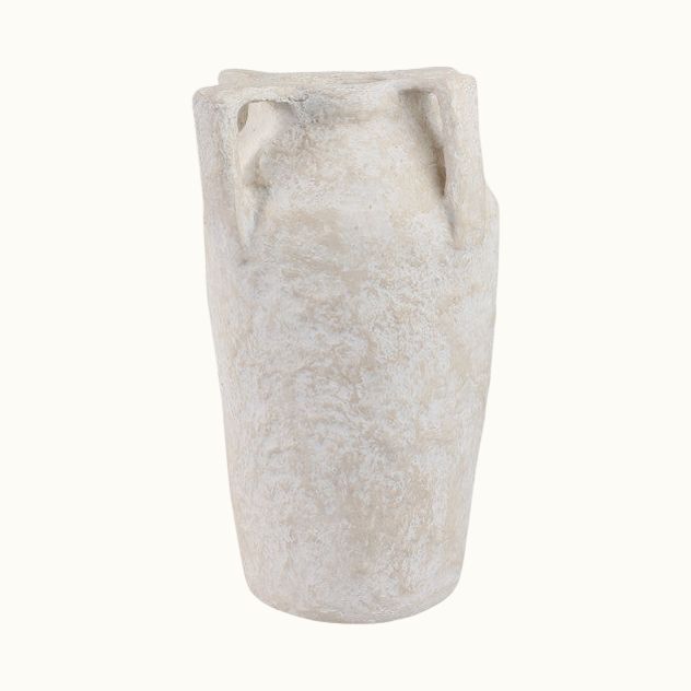 White Paper Mache Handle Vase