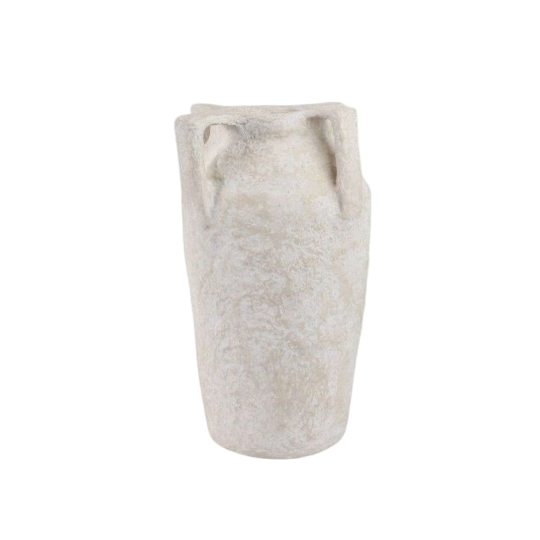 White Paper Mache Handle Vase