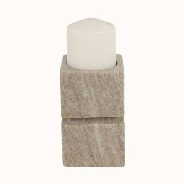 Onyx Marble Stacked Cubes Pillar Candleholder