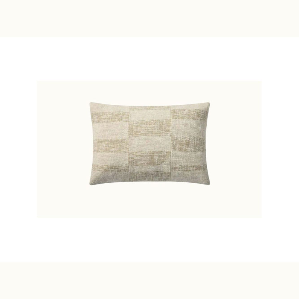 Lumbar Beige and Natural Checkered Throw Pillow