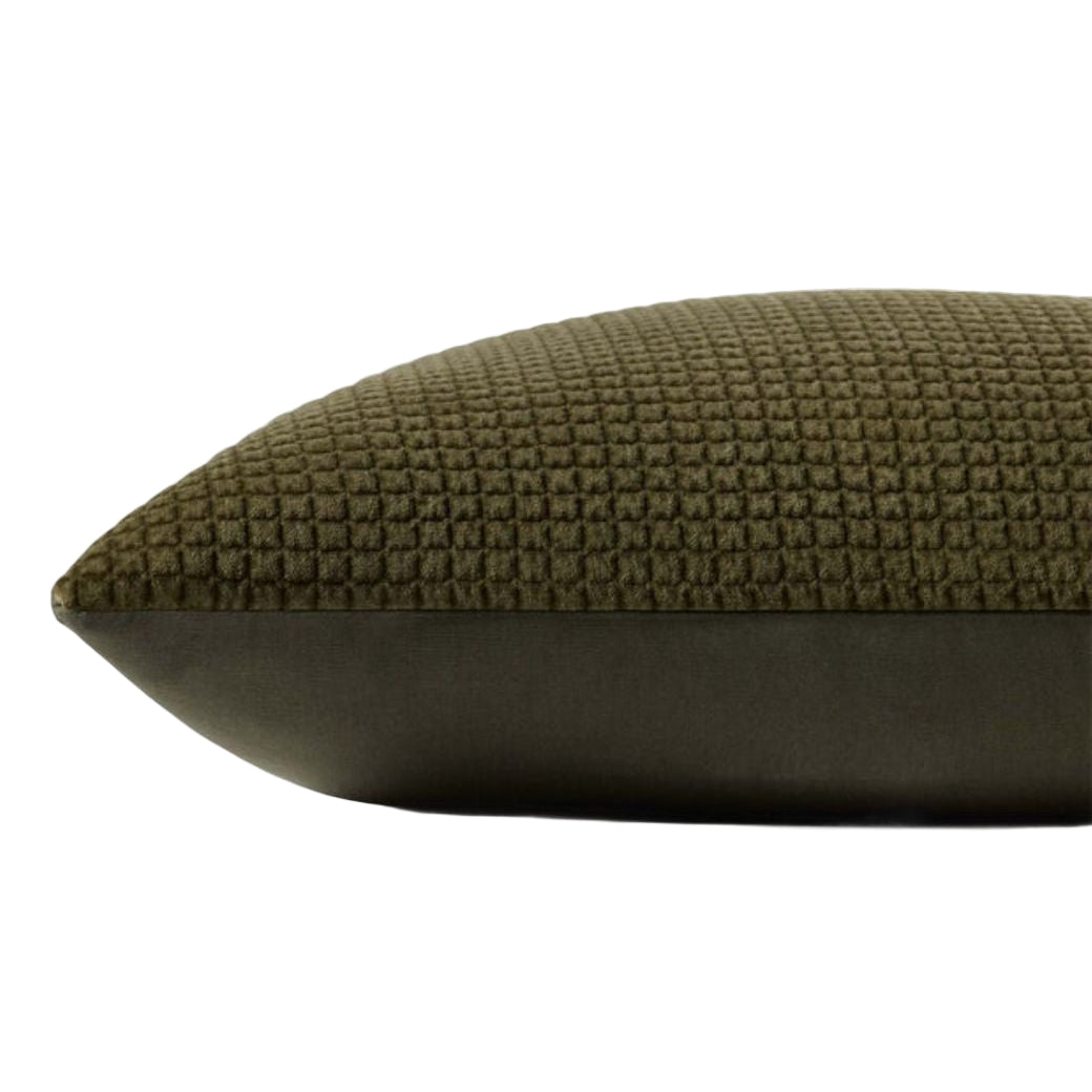 22" Dark Olive Velvet Down Pillow