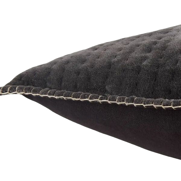 26"x 26" Charcoal Quilted Velvet Pillow