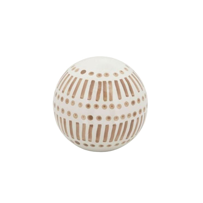 White and Tan Ceramic Orbs Set of 3