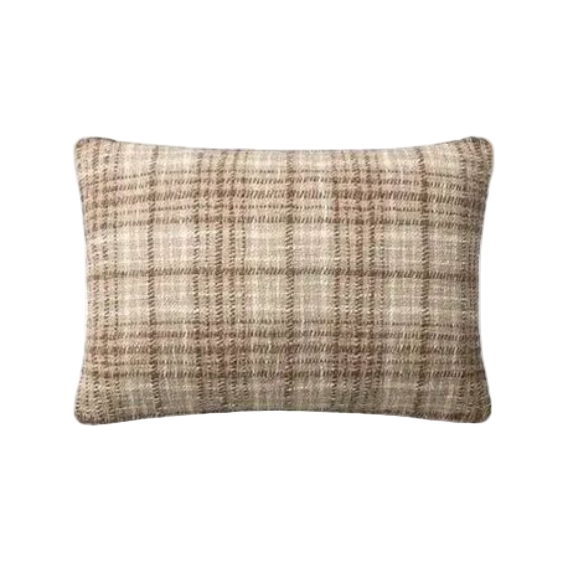 16 X 26 Beau Brown Plaid Down Pillow